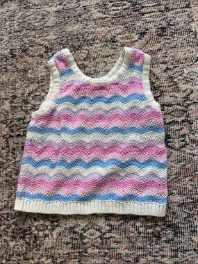 GAP Pink Blue Cream Striped Knit Tank Top